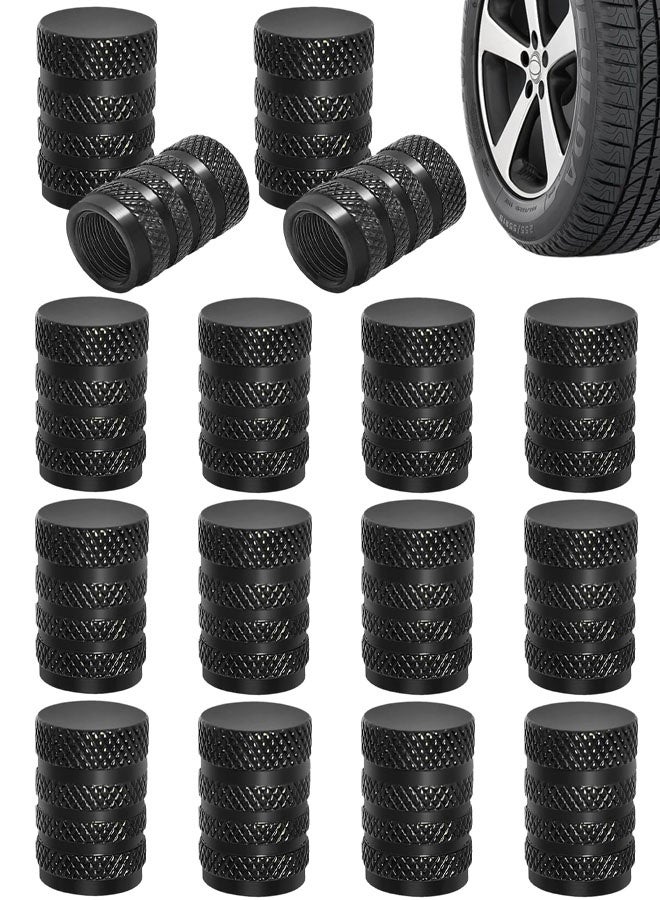 16 PCS Tyre Valve Caps, Black Dust Caps For Car Tyres Tire Valve Stem Caps, Durable Universal Aluminum Tyre Dust Caps Stem Cover For Cars, Bike And Bicycle, Trucks, Motorcycles - Image 1